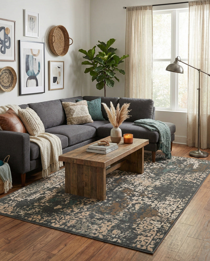 Gobi Sands Collection Area Rug - Dunhuang Rectangle Gray  lifestyle 29