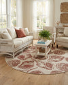 Seaside Haven Rugs Collection Area Rug -  Lighthouse (Ivory Rust Red) Round Ivory Rust Red  lifestyle 47