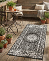 Patio Heritage Collection Area Rug -  Lafayette (Black and White) Runner Black and White  lifestyle 48