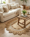 Woven Seaside Jute Collection Area Rug - Coastalhaven (Natural and White) Oval Natural and White  lifestyle 24