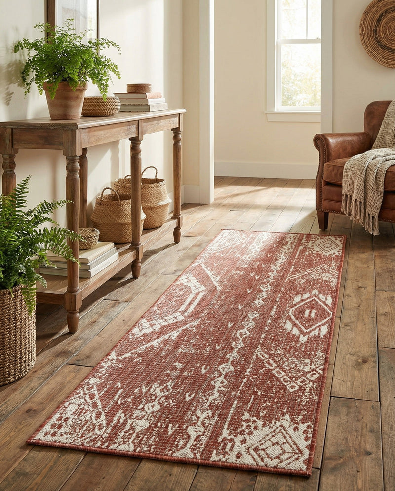 Desert Nomad Terrace Collection Area Rug - Sahara (Rust Red) Runner Rust Red  lifestyle 75