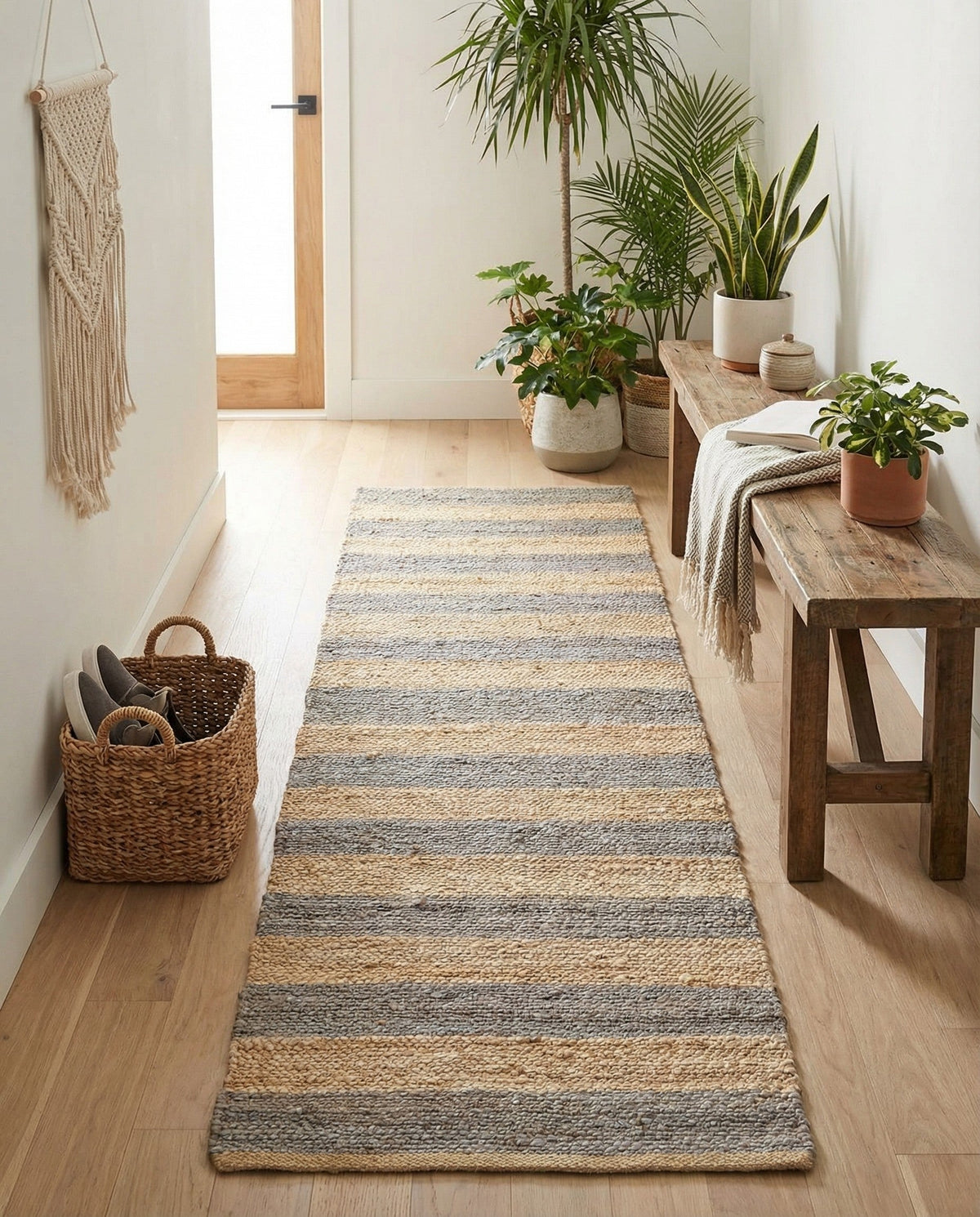 Woven Seaside Jute Collection Area Rug - Nantucket Runner Gray Ivory  lifestyle 149