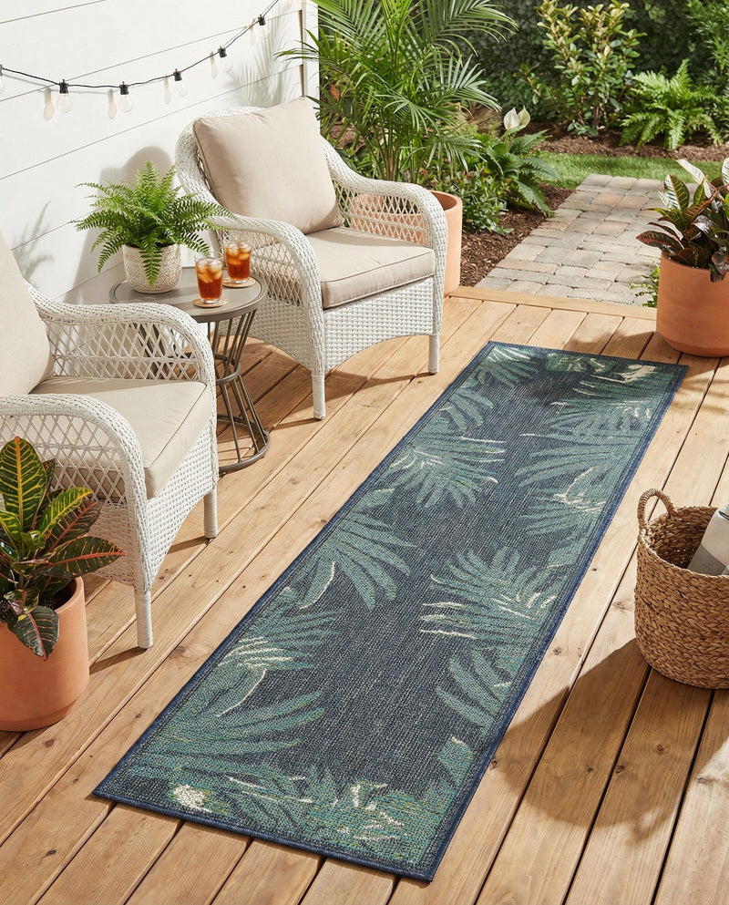 Coastal Terrace Collection Area Rug -  Anchor Runner Navy Blue  lifestyle 59