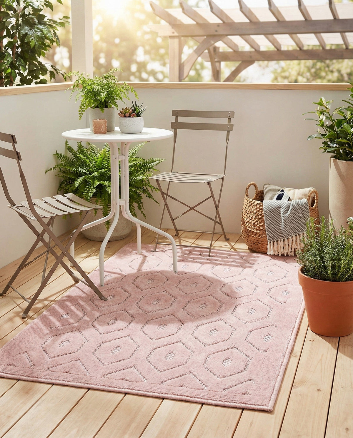 Garden Lattice Charm Collection Area Rug -  Pergola (Pink) Rectangle Pink  lifestyle 8