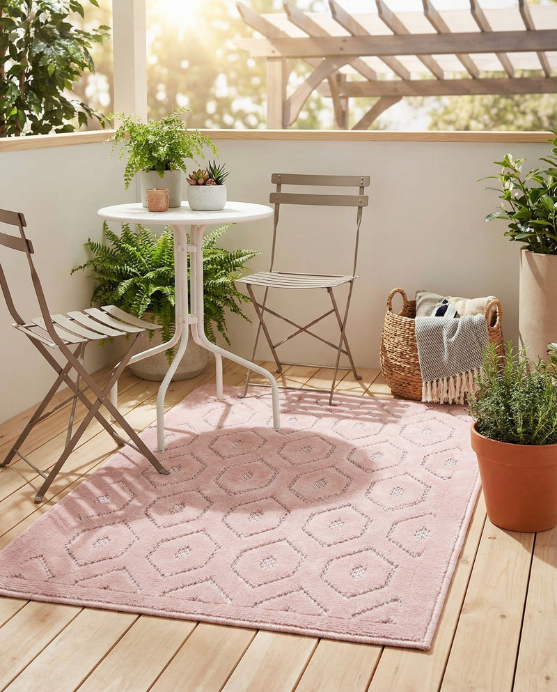 Garden Lattice Charm Collection Area Rug -  Pergola (Pink) Rectangle Pink  lifestyle 8