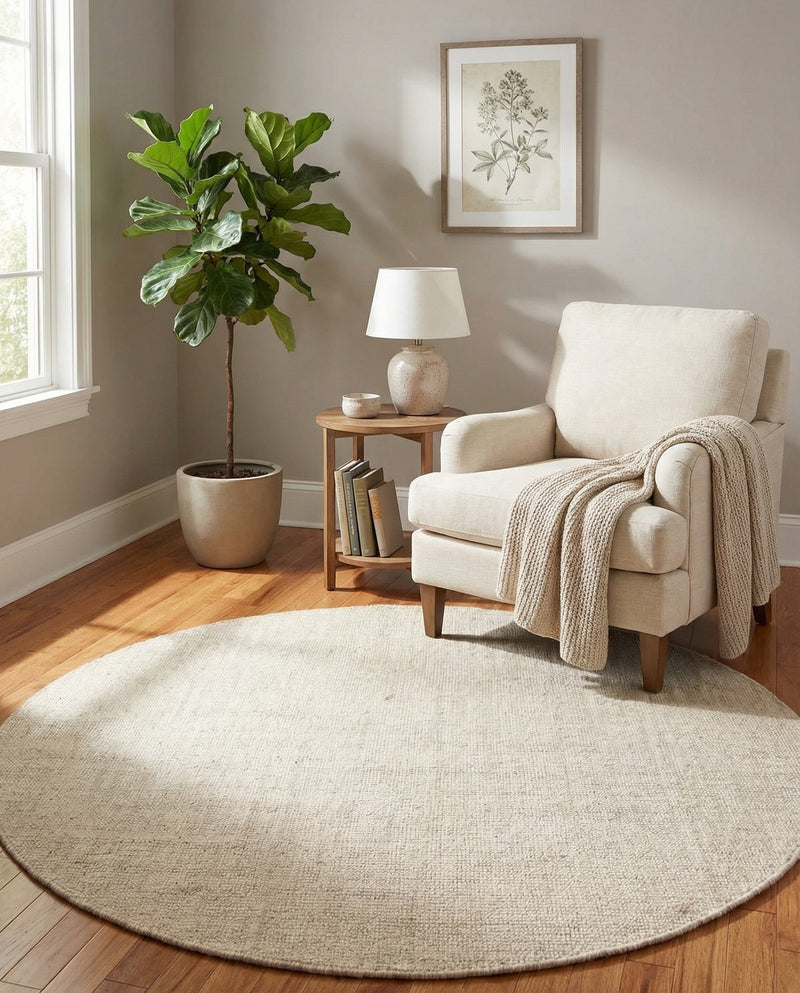 Berkshire Estate Collection Area Rug - Windsor (Vanilla Bean) Round Vanilla Bean  lifestyle 48