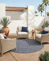 Jill Zarin Sedona Oasis Outdoor Collection Area Rug - Coconino (Navy Sky) Round Navy Sky  lifestyle 34