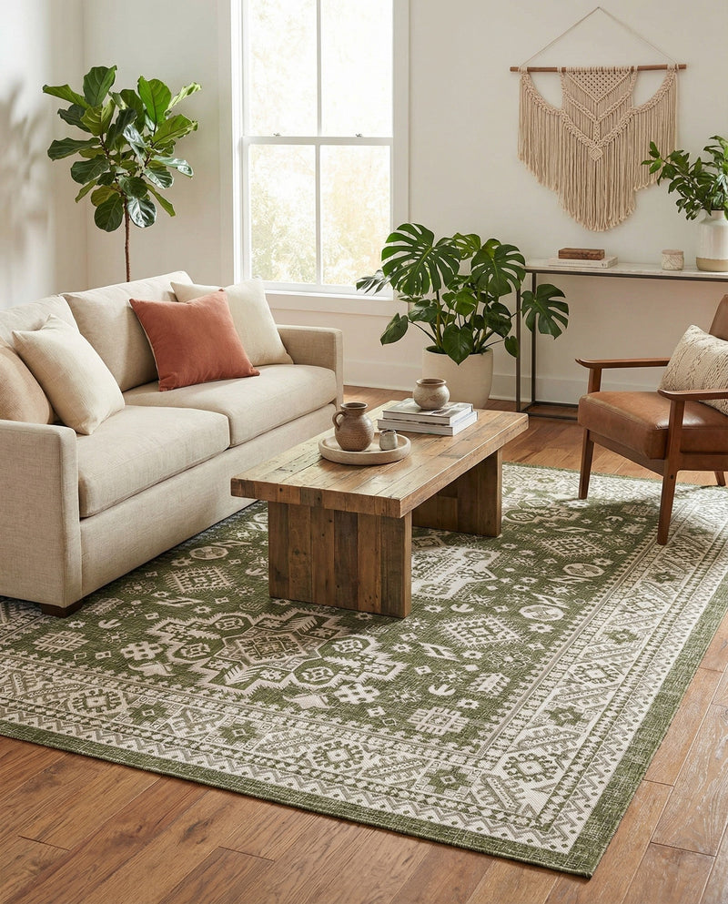 Tribal Terrace Treasures Collection Area Rug -  Incan Isle (Green) Rectangle Green  lifestyle 18