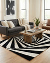 Cyclone Wool Collection Area Rug -  Twister Rectangle Black and White  lifestyle 16
