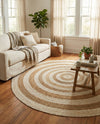 Woven Seaside Jute Collection Area Rug - Nautilus Round White Natural  lifestyle 44