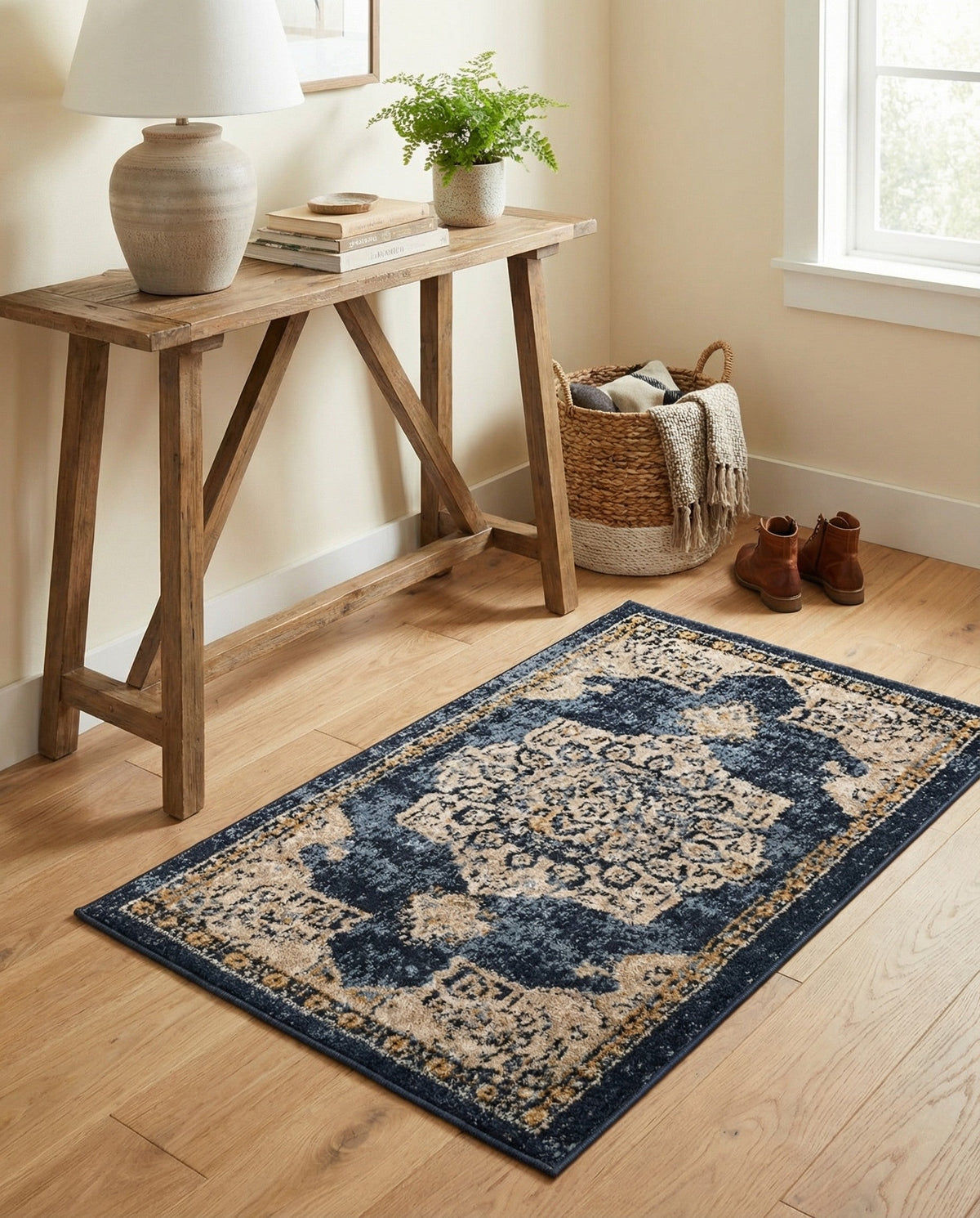 Eden Oasis Collection Area Rug -  Tranquility (Navy Blue) Rectangle Navy Blue  lifestyle 24