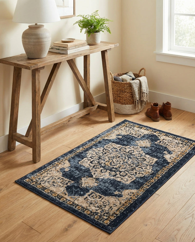 Eden Oasis Collection Area Rug -  Tranquility (Navy Blue) Rectangle Navy Blue  lifestyle 24