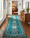 Tabriz Tapestries Collection Area Rug - Azerbaijan (Turquoise) Runner Turquoise  lifestyle 50