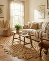 Woven Seaside Jute Collection Area Rug - Coastalhaven (Natural) Oval Natural  lifestyle 11