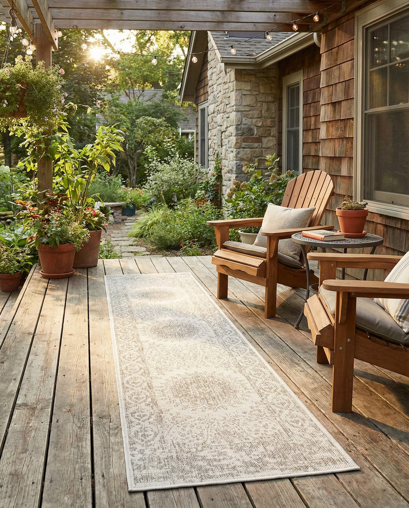 Patio Heritage Collection Area Rug -  Lafayette (Gray) Runner Gray  lifestyle 47