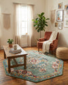 Brighton Terrace Collection Area Rug - Hove (Green) Octagon Green  lifestyle 54