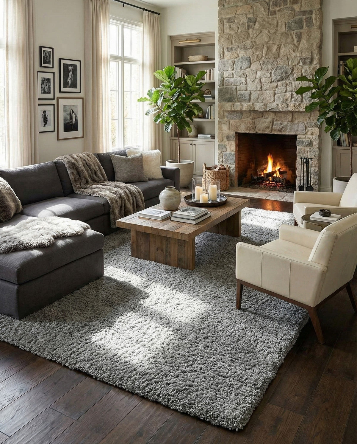 Cozy Comfort Shag Collection Area Rug - Haven (Cloud Gray) Rectangle Cloud Gray  lifestyle 12