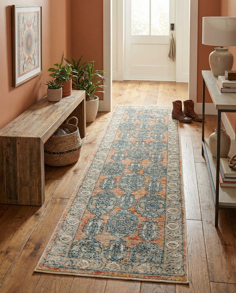 Seville Stripes Collection Area Rug -  Granada (Brick Red) Runner Brick Red  lifestyle 68