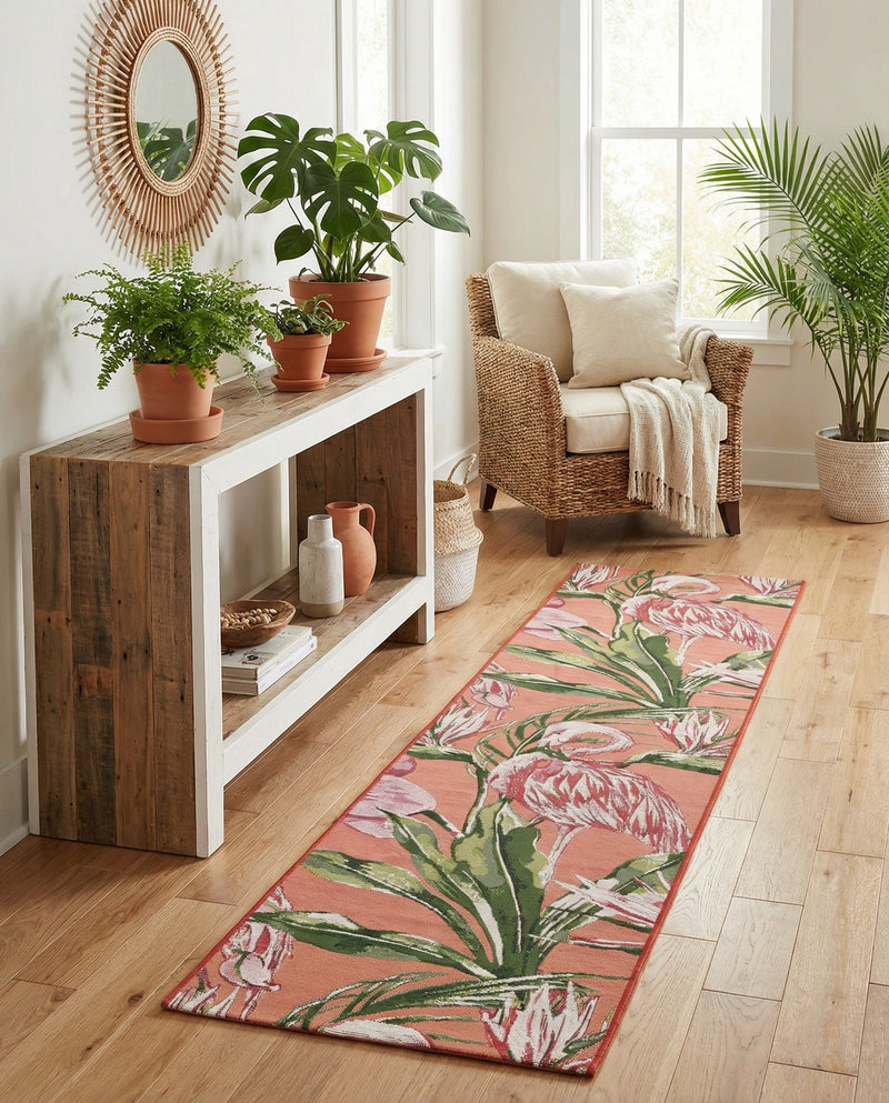 Seaside Blooms Collection Area Rug -  Kyoto Runner Coral  lifestyle 49