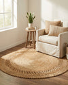 Woven Seaside Jute Collection Area Rug - Varadero Round Natural  lifestyle 14
