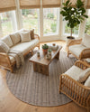 Seaside Stripes Collection Area Rug -  Boardwalk (Natural) Round Natural  lifestyle 25