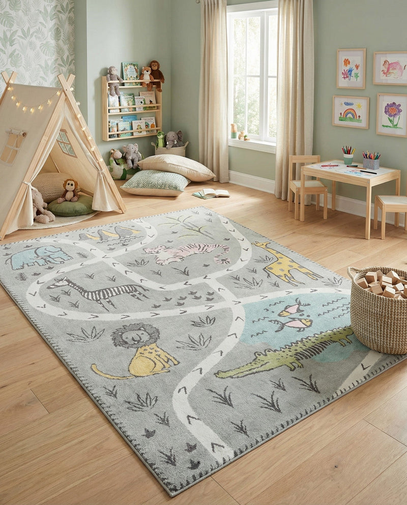 Wonder Tykes Collection Area Rug -  Enigma Rectangle Gray  lifestyle 20