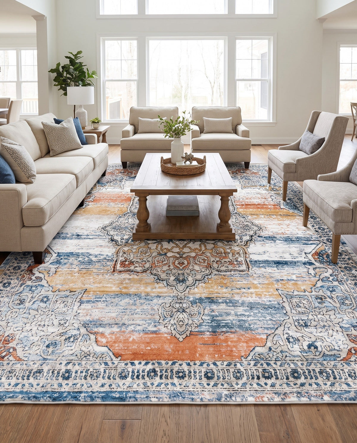 Mykonos Manor Collection Area Rug -  Tinos (Multi) Square Multi  lifestyle 113