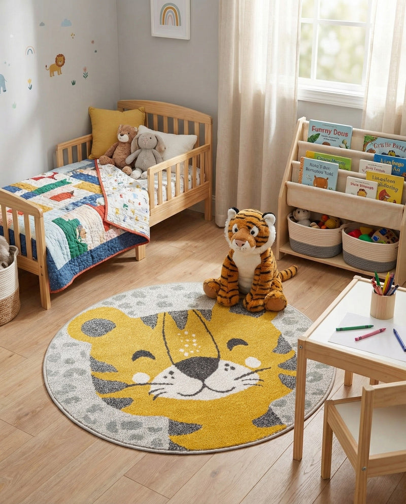 Wonder Tykes Collection Area Rug -  Doodle Round Gray  lifestyle 3