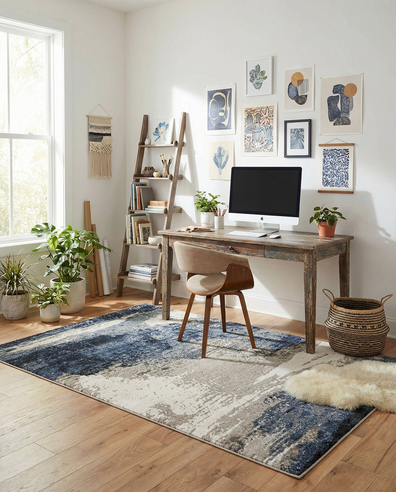 Copenhagen Edge Collection Area Rug - Nyhavn Rectangle Blue  lifestyle 30