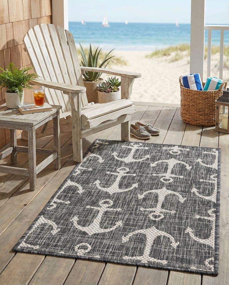 Seaside Haven Rugs Collection Area Rug - Sapphire (Charcoal) Rectangle Charcoal  lifestyle 18