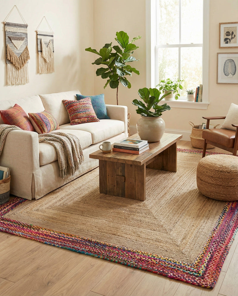 Woven Seaside Jute Collection Area Rug - Seabrook Rectangle Natural  lifestyle 6