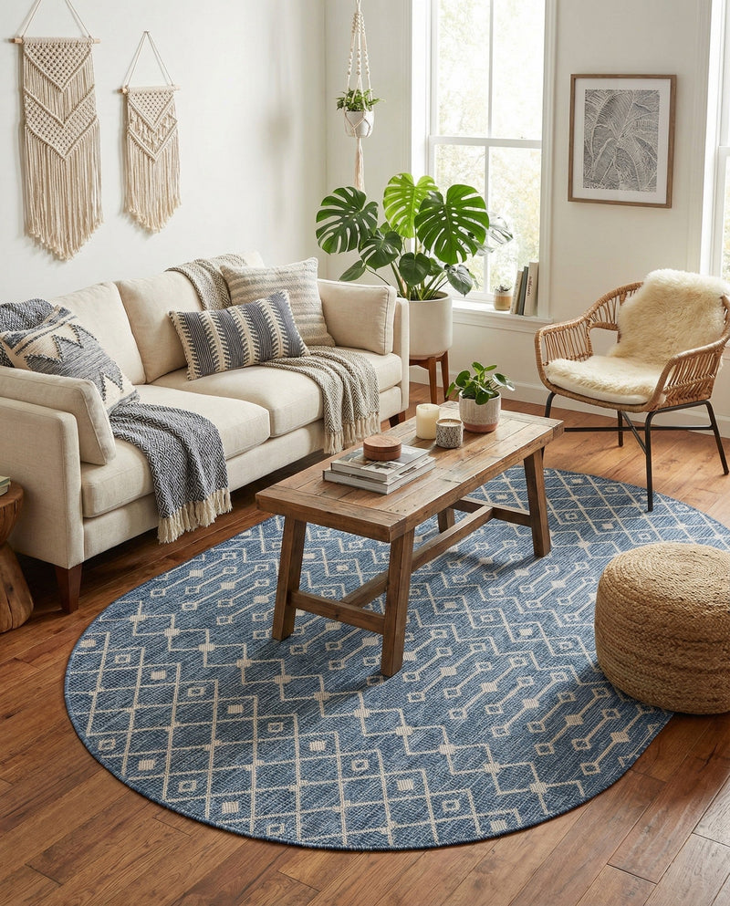 Savannah Pergola Collection Area Rug -  Pergola (Blue) Oval Blue  lifestyle 42