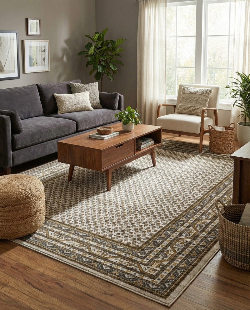 Soho Elegance Collection Area Rug -  Mercer (Beige) Rectangle Beige  lifestyle 20
