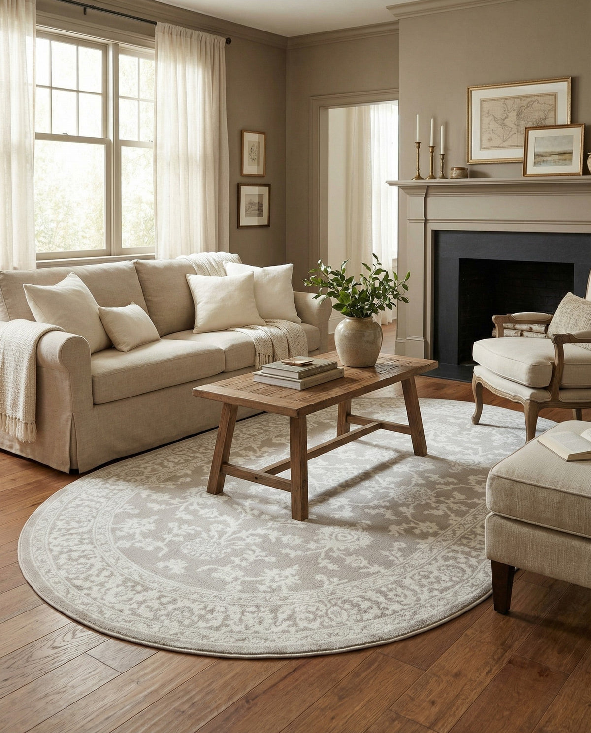 Savannah Elegance Collection Area Rug - Augusta (Light Gray) Oval Light Gray  lifestyle 90