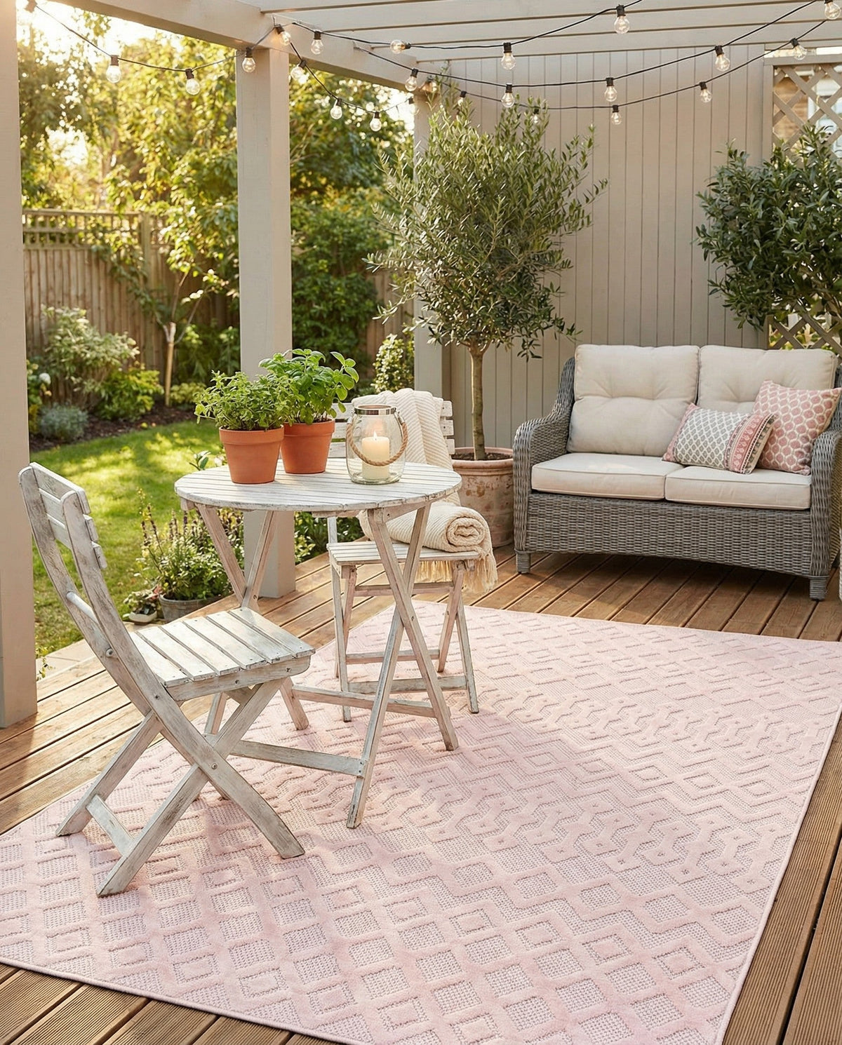Garden Lattice Charm Collection Area Rug -  Pergola (Pink) Rectangle Pink  lifestyle 4