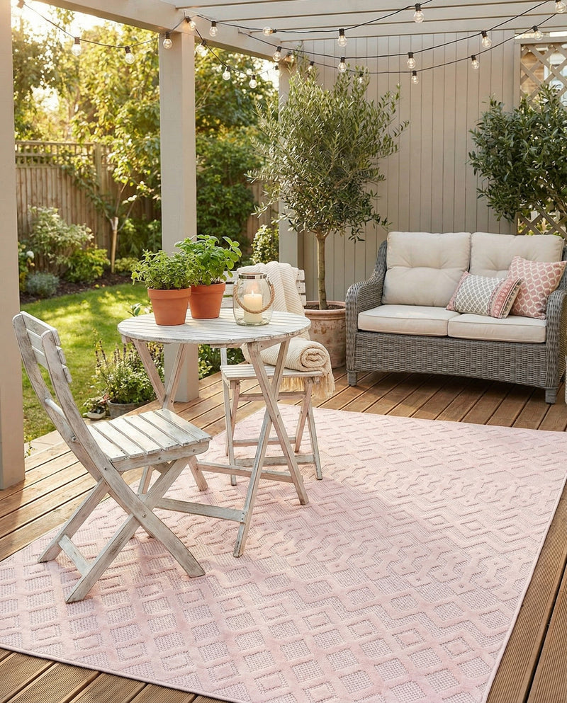 Garden Lattice Charm Collection Area Rug -  Pergola (Pink) Rectangle Pink  lifestyle 4