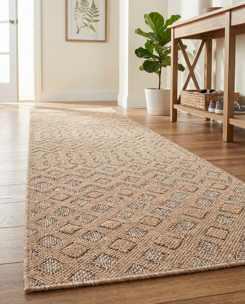 Garden Lattice Charm Collection Area Rug -  Pergola (Beige) Runner Beige  lifestyle 55