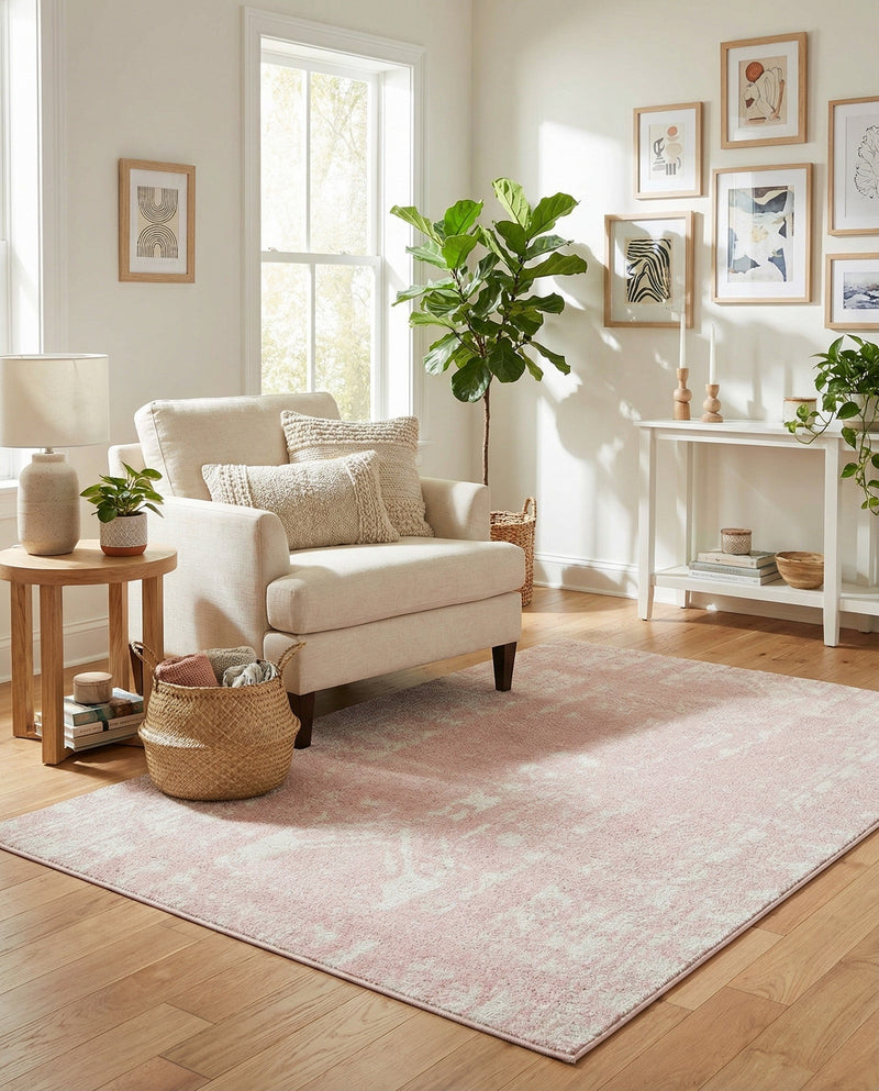 Brighton Stripes Collection Area Rug - Sussex (Pink) Rectangle Pink  lifestyle 21