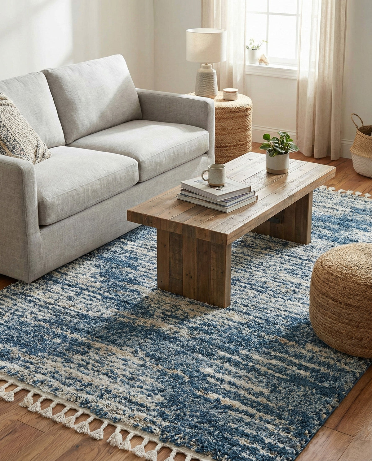 Tranquil Tides Shag Collection Area Rug -  Azure Rectangle Blue  lifestyle 20