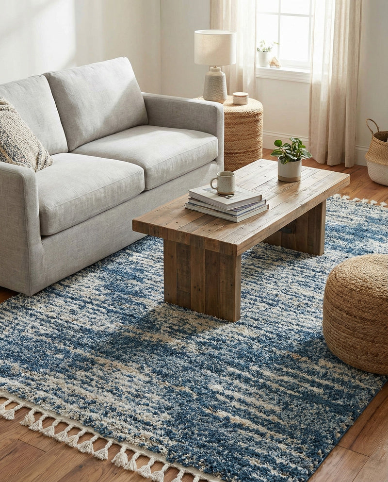 Tranquil Tides Shag Collection Area Rug -  Azure Rectangle Blue  lifestyle 20