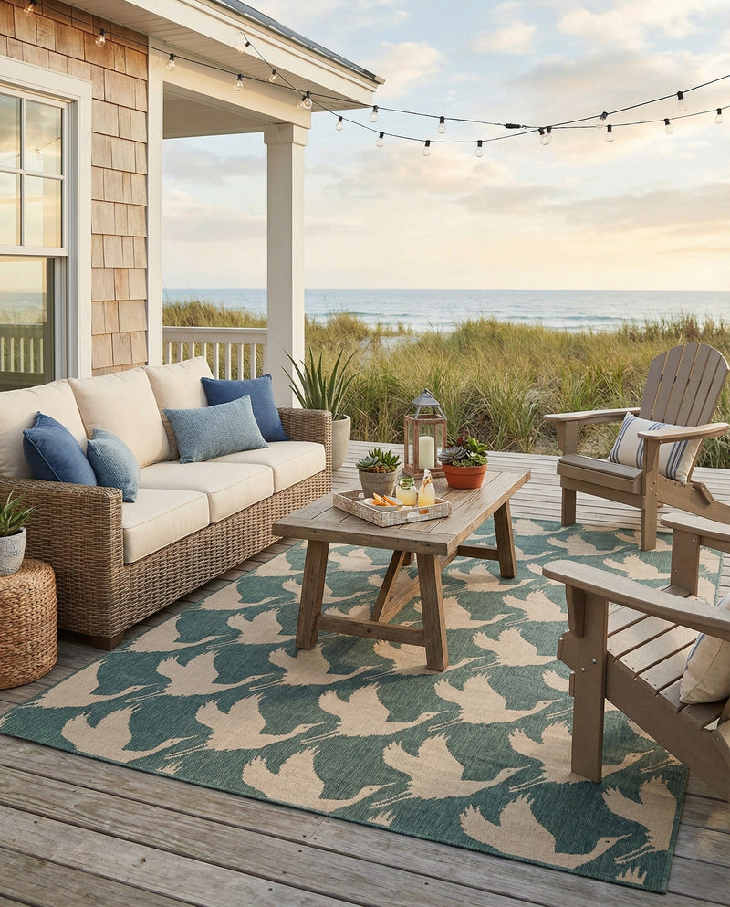 Seaside Haven Rugs Collection Area Rug -  Pelican Rectangle Stone Blue  lifestyle 12