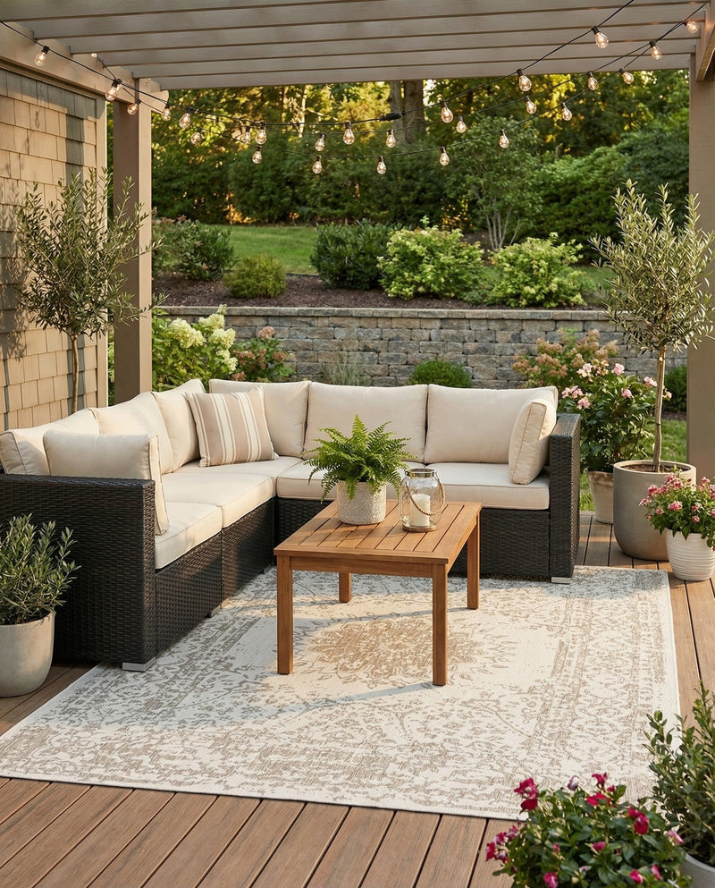 Patio Heritage Collection Area Rug -  Lafayette (Gray) Rectangle Gray  lifestyle 25