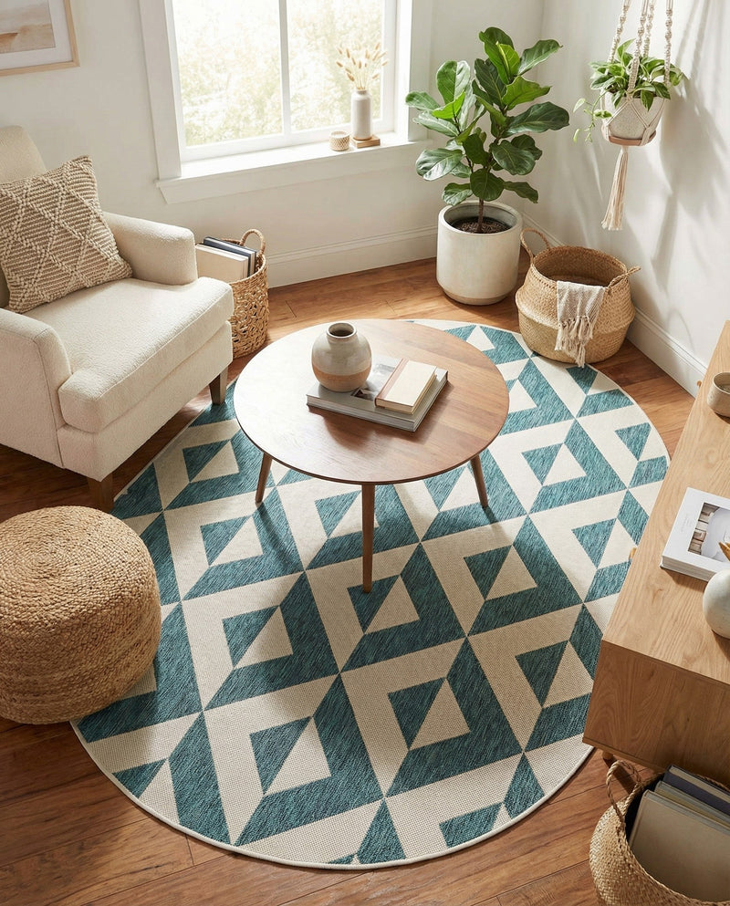 Urban Oasis Rugs Collection Area Rug -  Highrise (Teal) Oval Teal  lifestyle 21