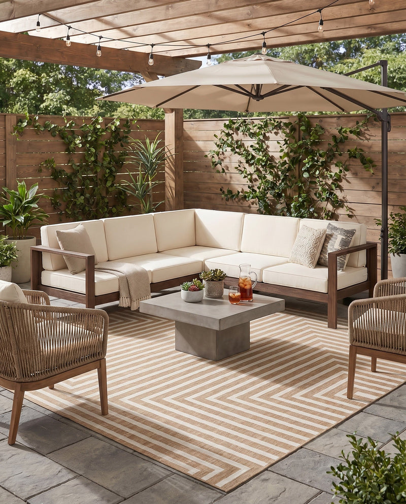 Urban Terrace Collection Area Rug -  Astoria (Taupe) Square Taupe  lifestyle 63