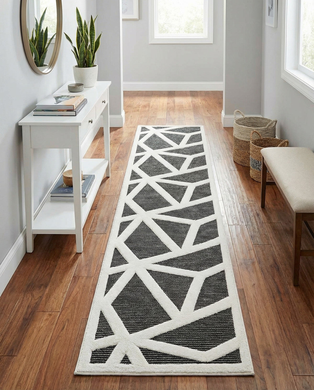 Monochrome Collection Area Rug -  Onyx Runner Gray  lifestyle 126