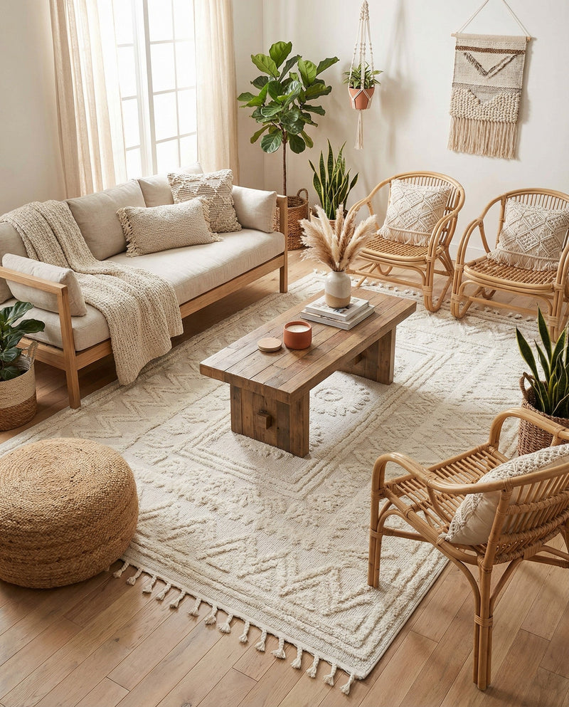 Sahara Chic Collection Area Rug -  Tangier Rectangle Ivory  lifestyle 57