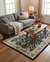 Isfahan Elegance Collection Area Rug - Naghsh-e Jahan (Navy Blue) Rectangle Navy Blue  lifestyle 16