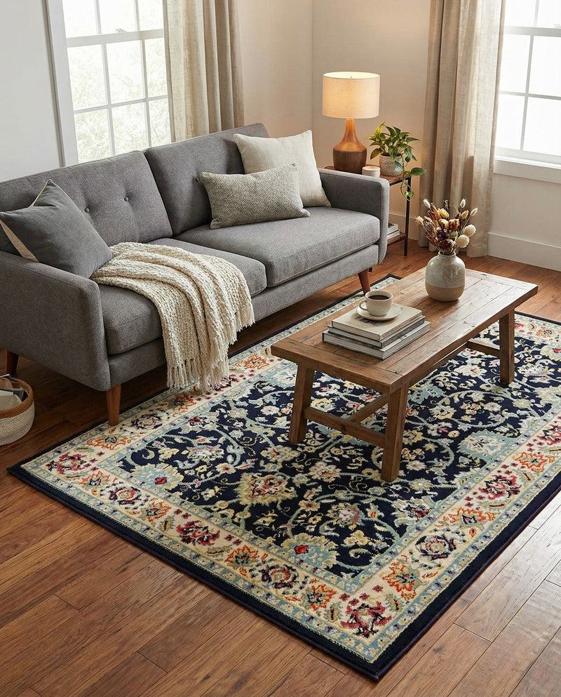 Isfahan Elegance Collection Area Rug - Naghsh-e Jahan (Navy Blue) Rectangle Navy Blue  lifestyle 16