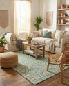 Savannah Threads Collection Area Rug -  Thar Rectangle Blue and Ivory  lifestyle 39