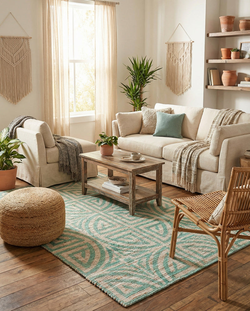 Savannah Threads Collection Area Rug -  Thar Rectangle Blue and Ivory  lifestyle 39